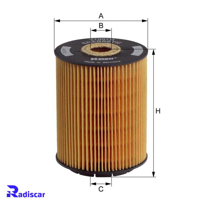 فیلتر روغن پورشه کاین اتاق قدیم (955) برند Hengst کد E1001HD28